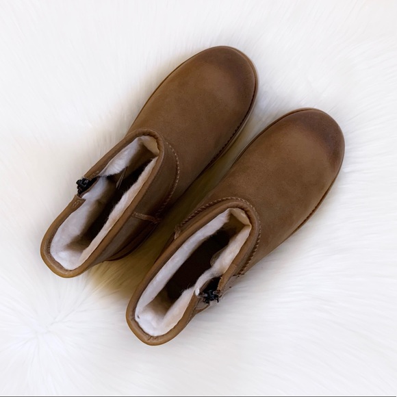 UGG Classic Mini Zip Waterproof Chestnut Boots - Picture 4 of 8